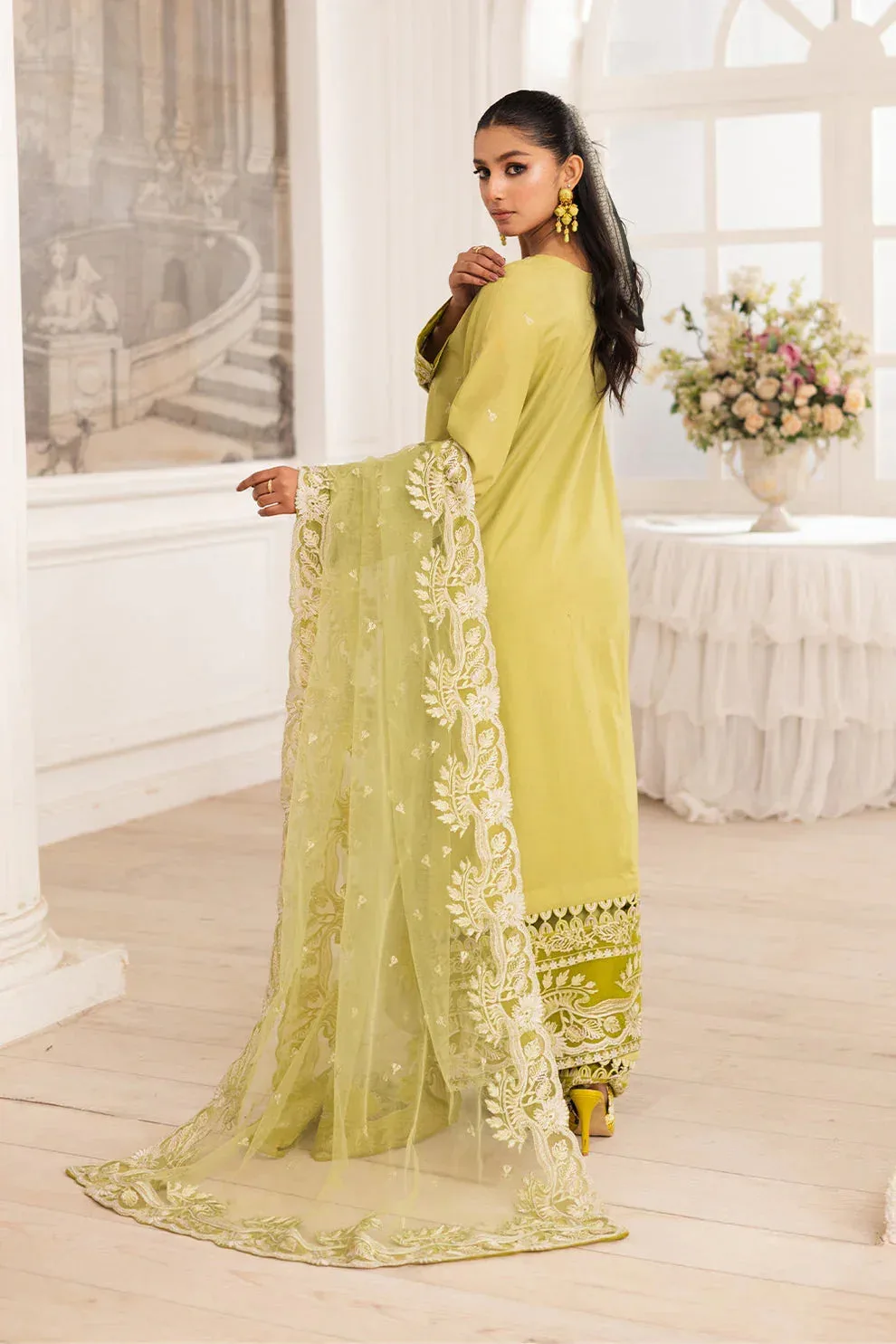 Maryum N Maria Mira Luxury Lawn Olive Lawn – view 2 – Poshaq