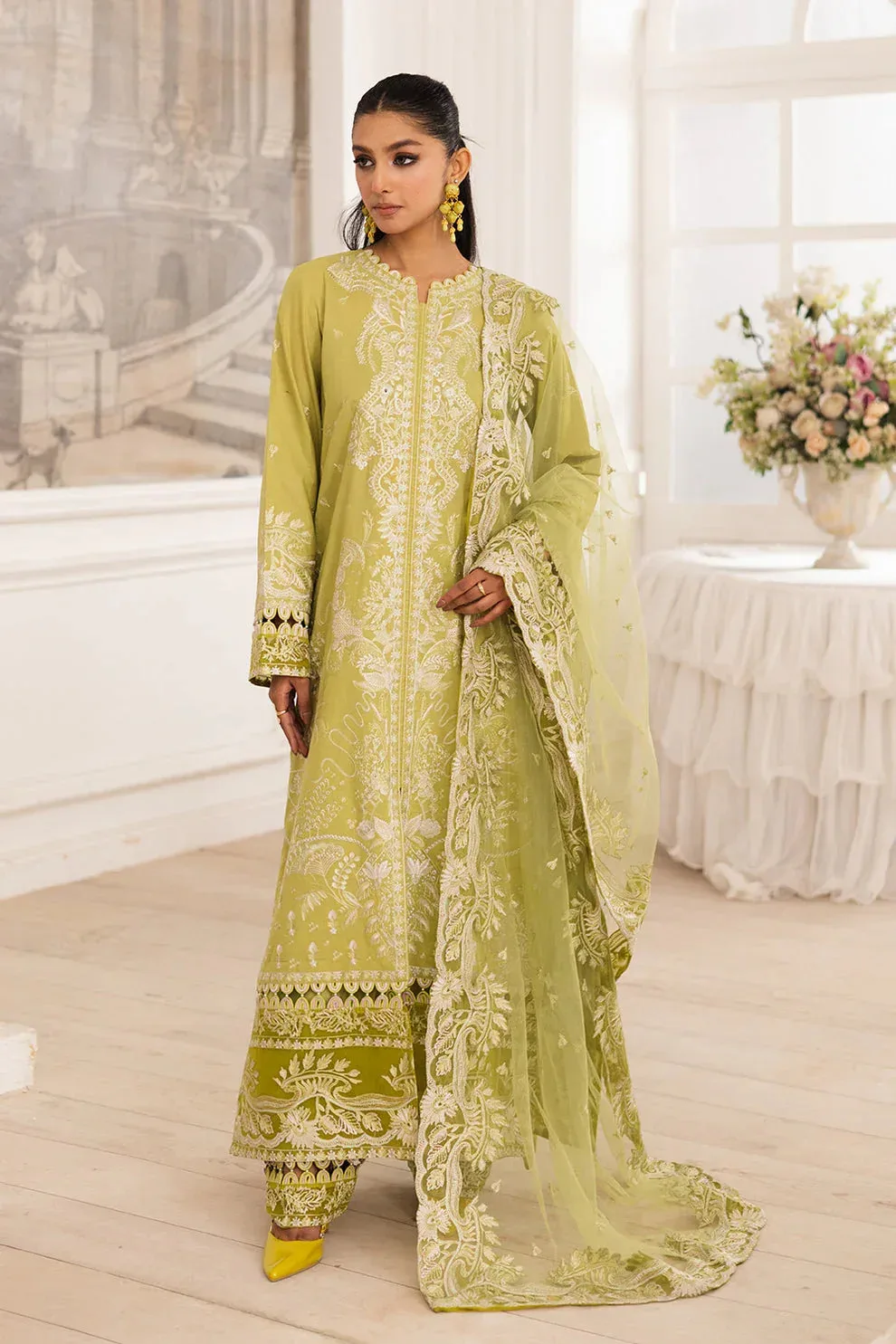 Maryum N Maria Mira Luxury Lawn Olive Lawn – view 4 – Poshaq