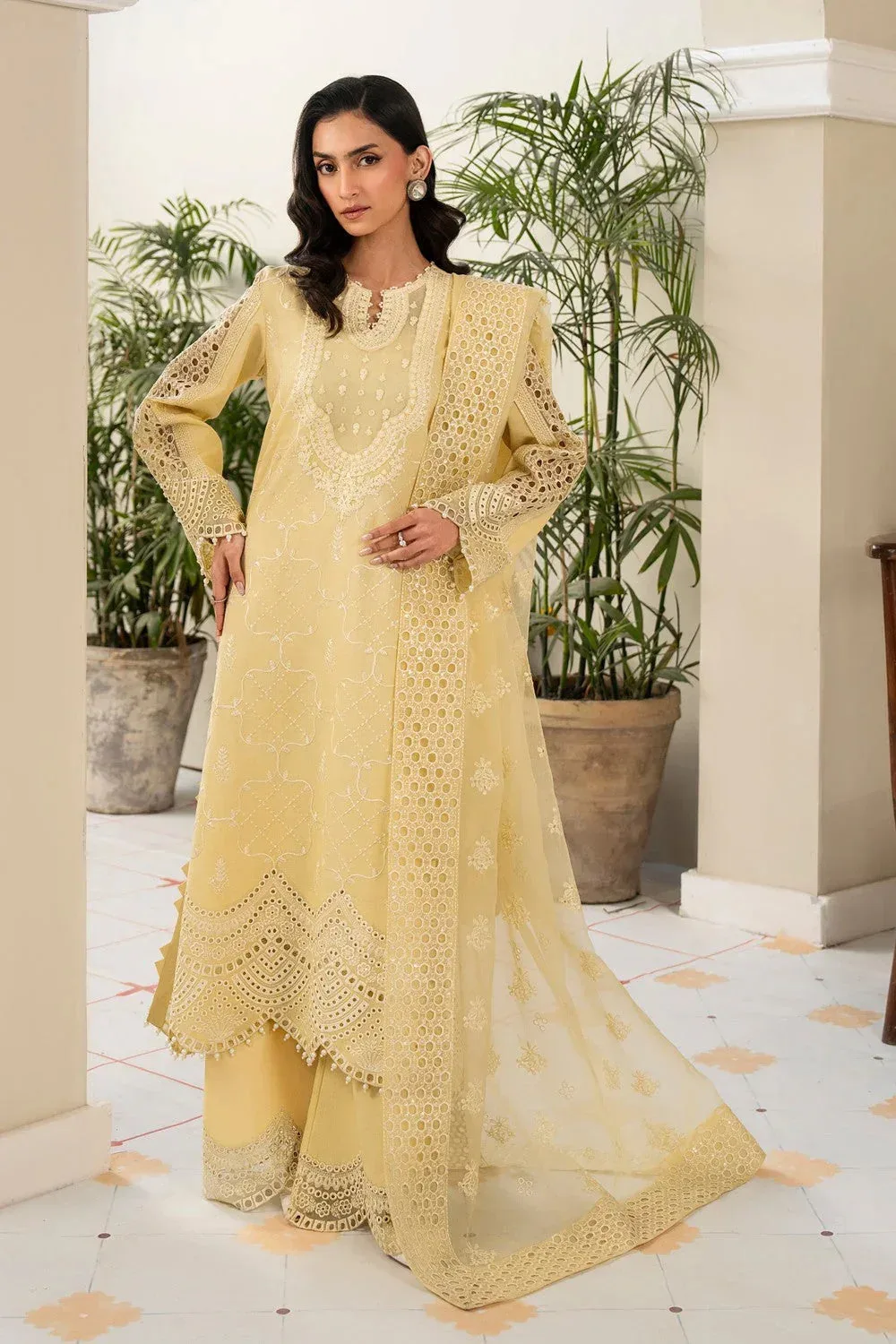 Maryum N Maria Luxury Lawn 25 Vanilla Organza – view 1 – Poshaq