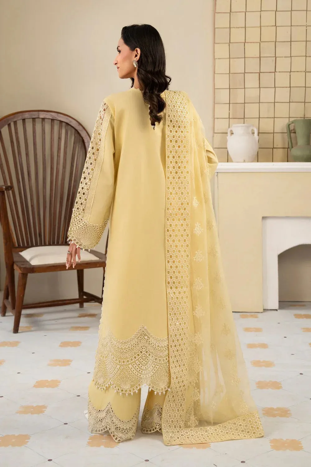 Maryum N Maria Luxury Lawn 25 Vanilla Organza – view 2 – Poshaq
