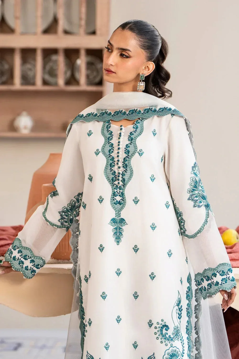 Maryum N Maria Luxury Lawn 25 White Organza – view 3 – Poshaq