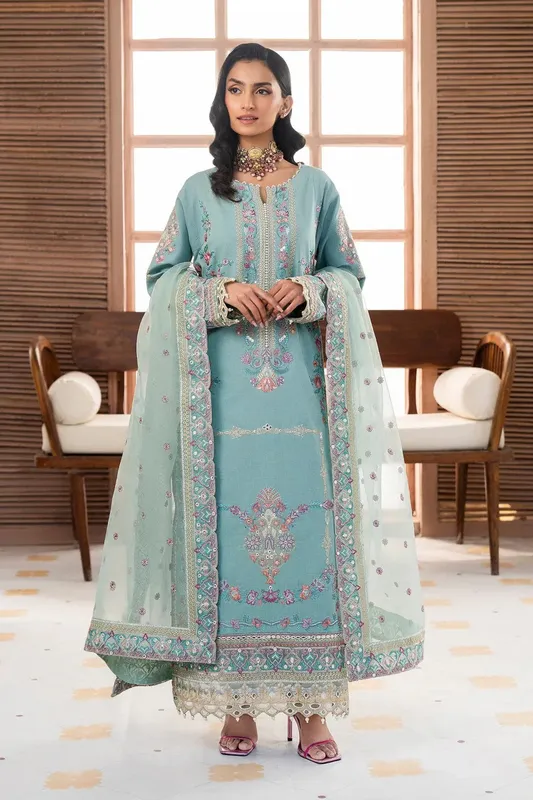 Maryum N Maria Luxury Lawn 25 Aqua Organza – view 1 – Poshaq