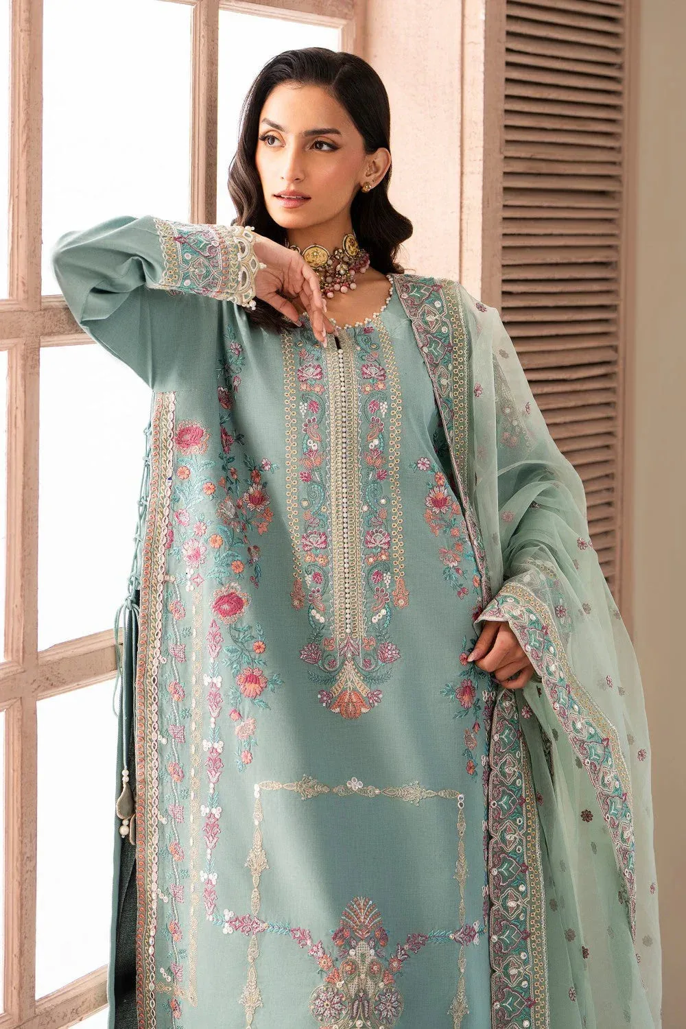 Maryum N Maria Luxury Lawn 25 Aqua Organza – view 3 – Poshaq
