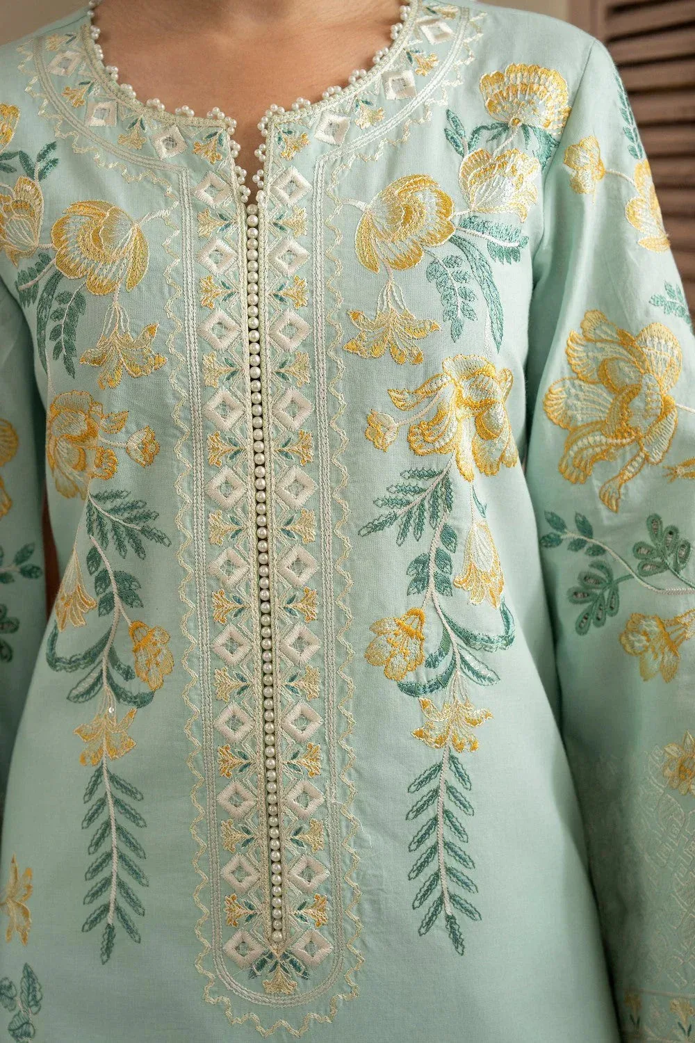 Maryum N Maria Luxury Lawn 25 Ice Blue Organza – view 3 – Poshaq