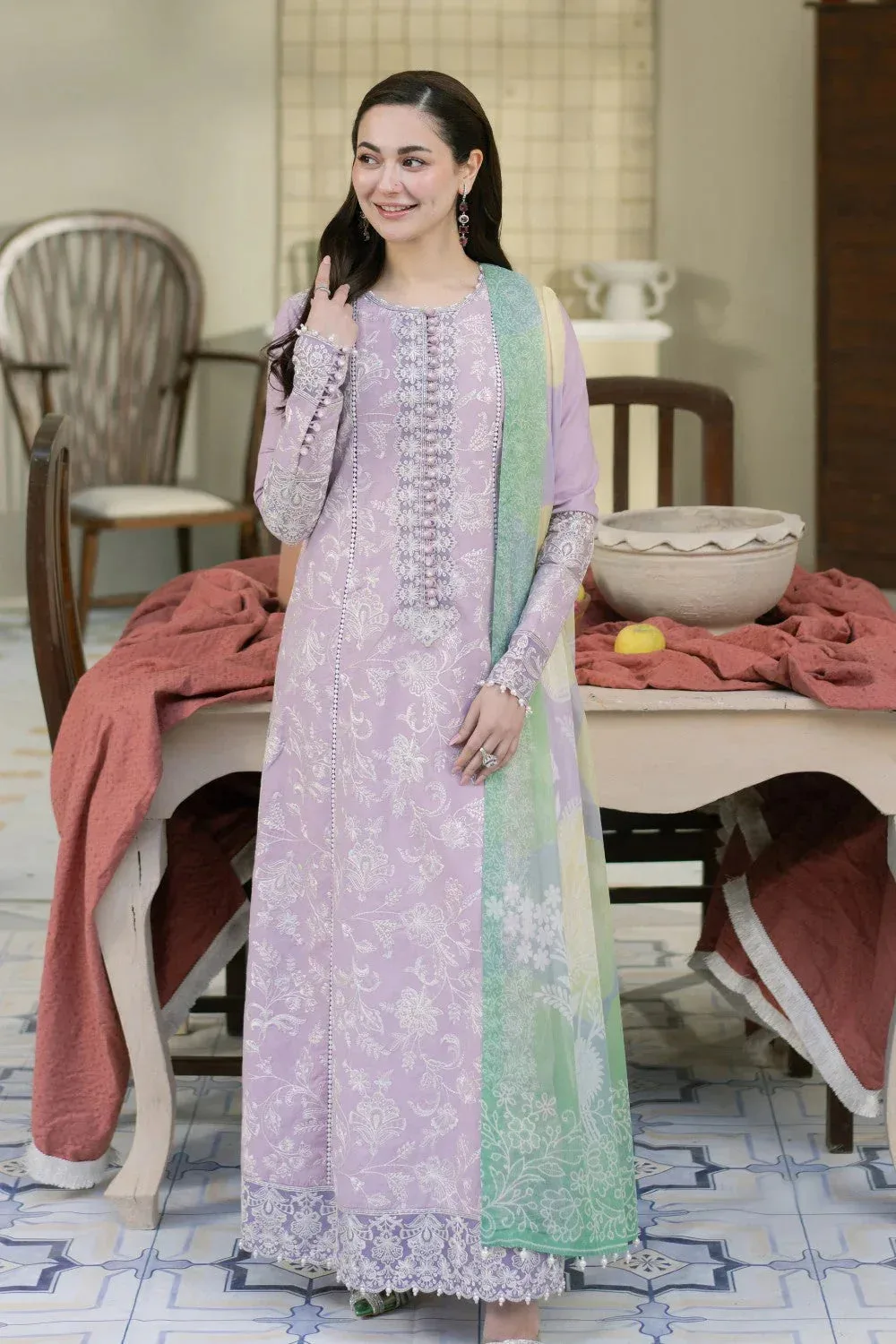 Maryum N Maria Luxury Lawn 25 Lilac Organza – view 1 – Poshaq