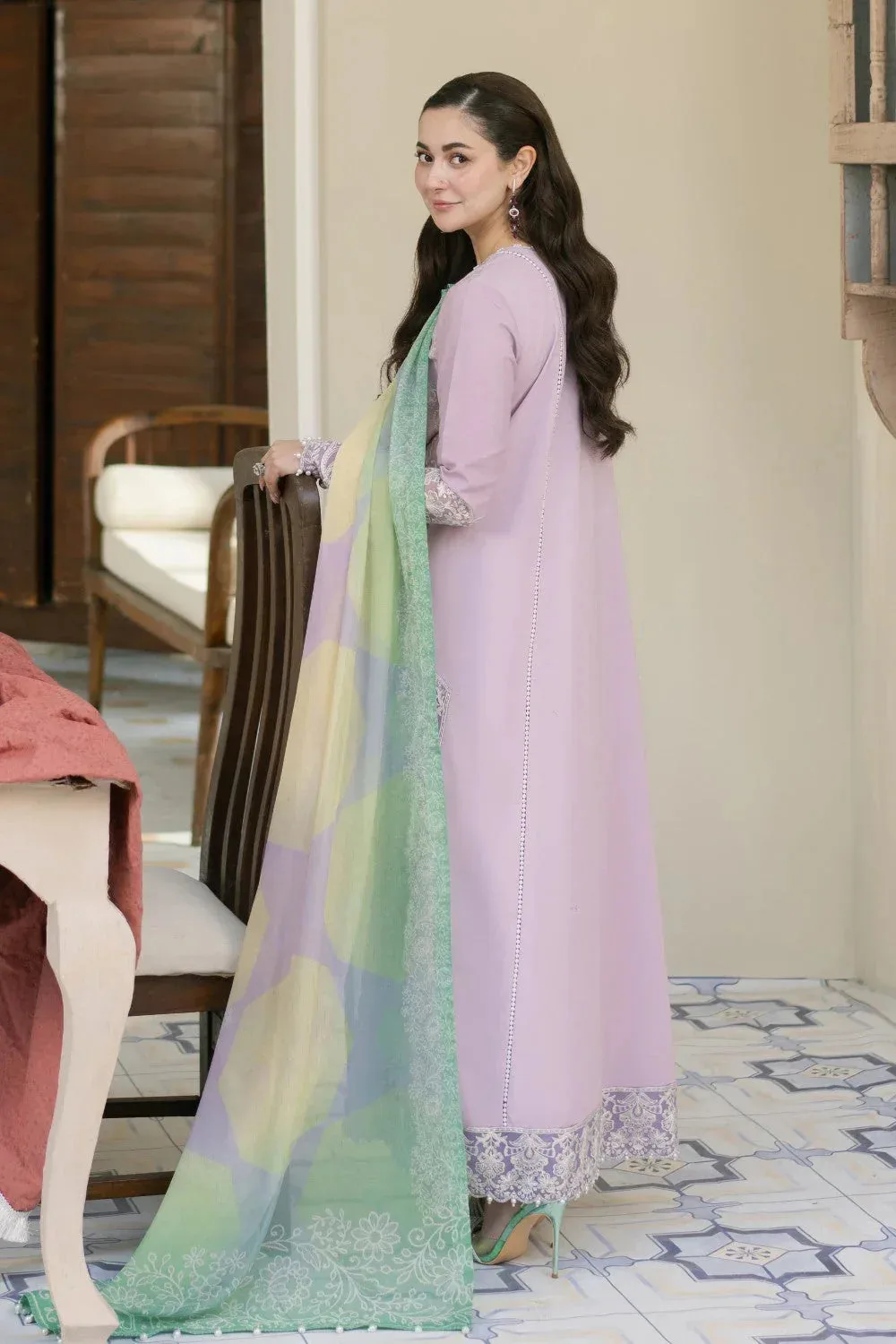 Maryum N Maria Luxury Lawn 25 Lilac Organza – view 2 – Poshaq