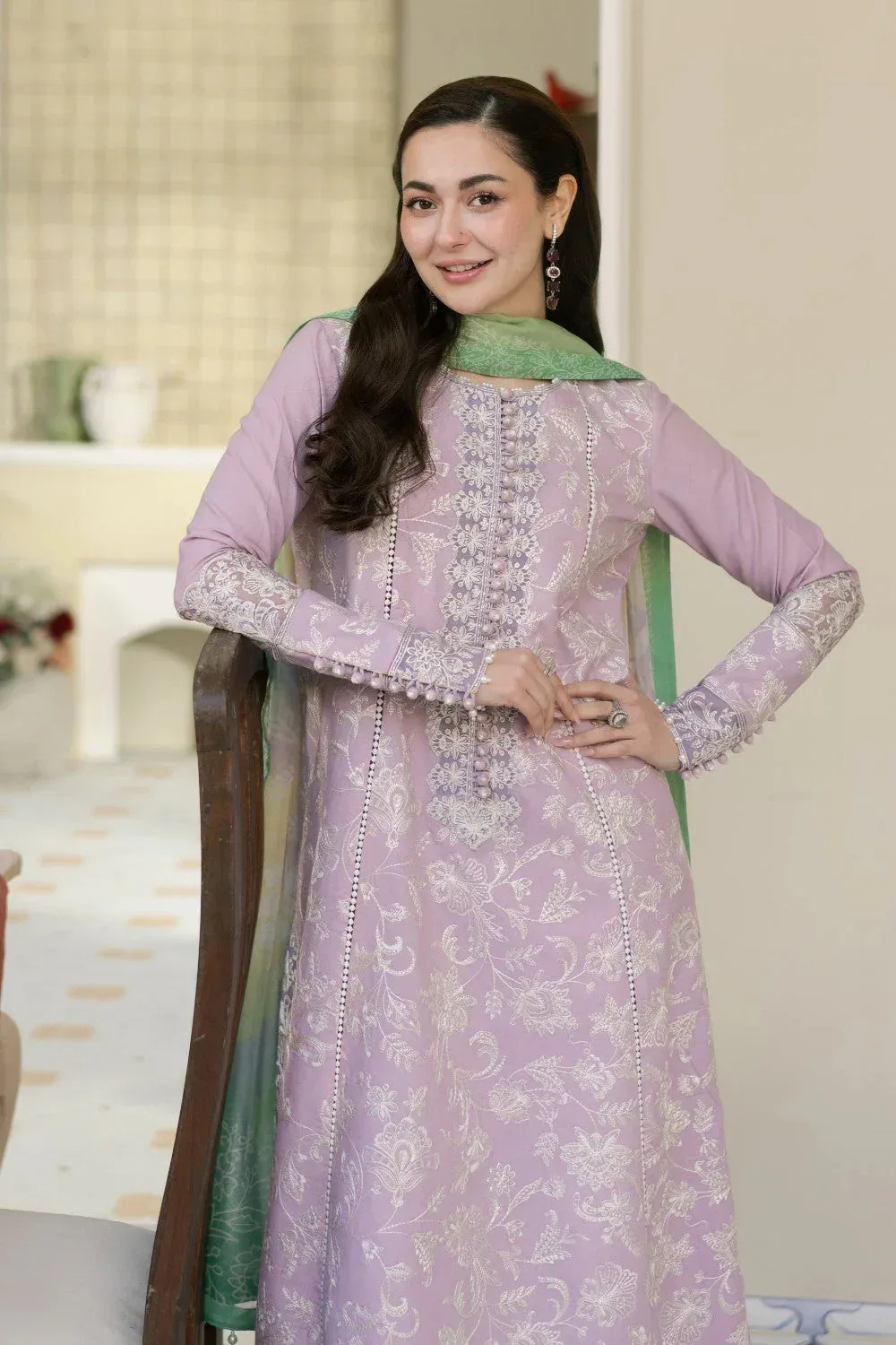 Maryum N Maria Luxury Lawn 25 Lilac Organza – view 3 – Poshaq