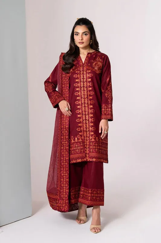 Maryum N Maria Zuhur 25 Redish Pink Organza – view 1 – Poshaq