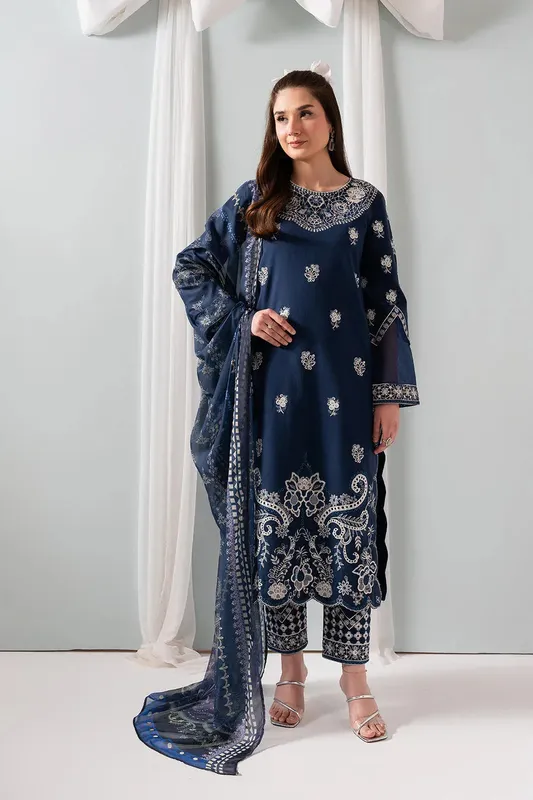 Maryum N Maria Zuhur 25 Navy Blue Organza – view 1 – Poshaq