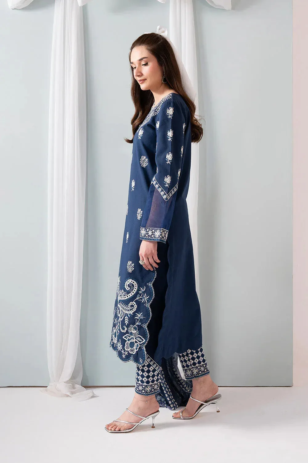 Maryum N Maria Zuhur 25 Navy Blue Organza – view 3 – Poshaq
