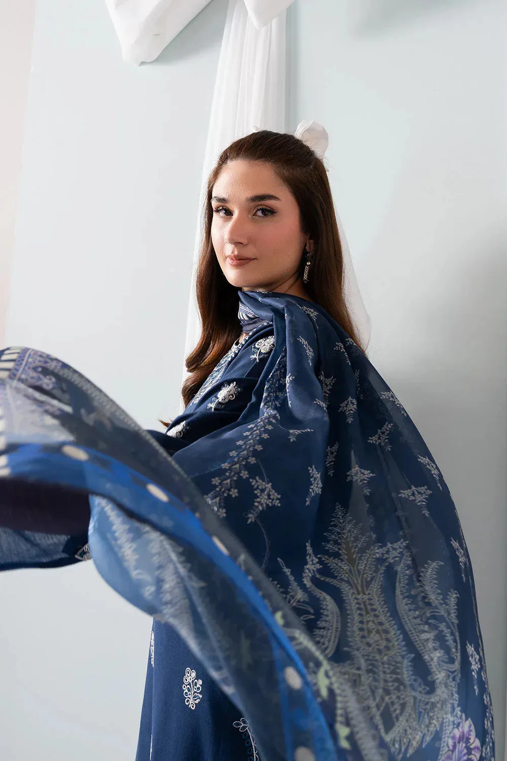 Maryum N Maria Zuhur 25 Navy Blue Organza – view 4 – Poshaq