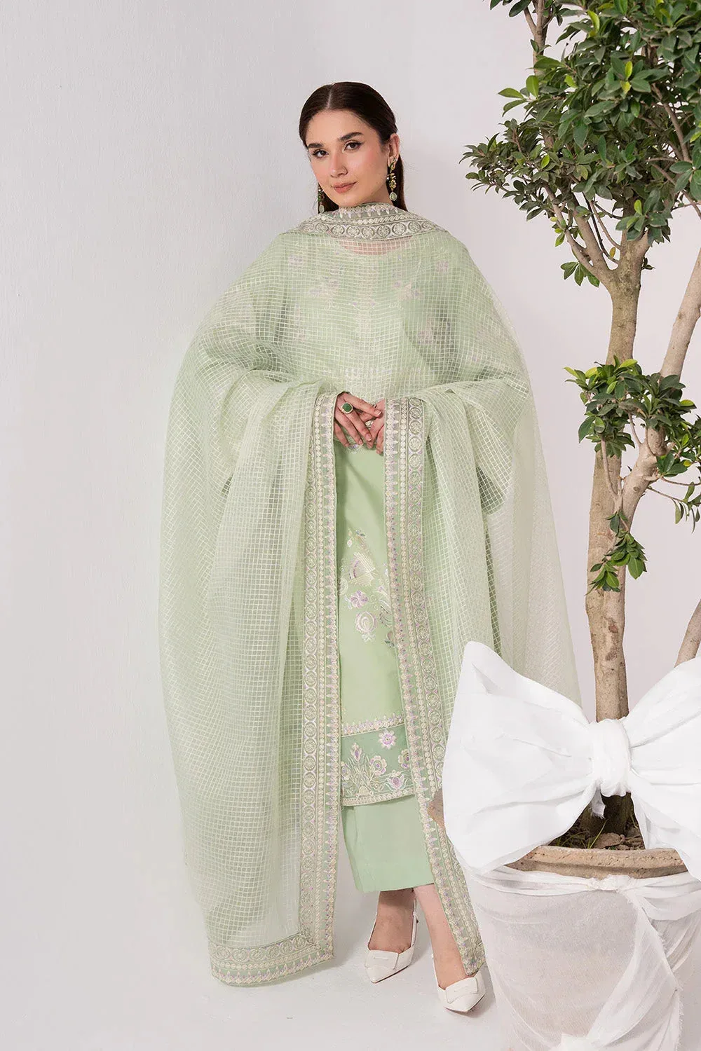 Maryum N Maria Zuhur 25 Pastel Mint Organza – view 1 – Poshaq