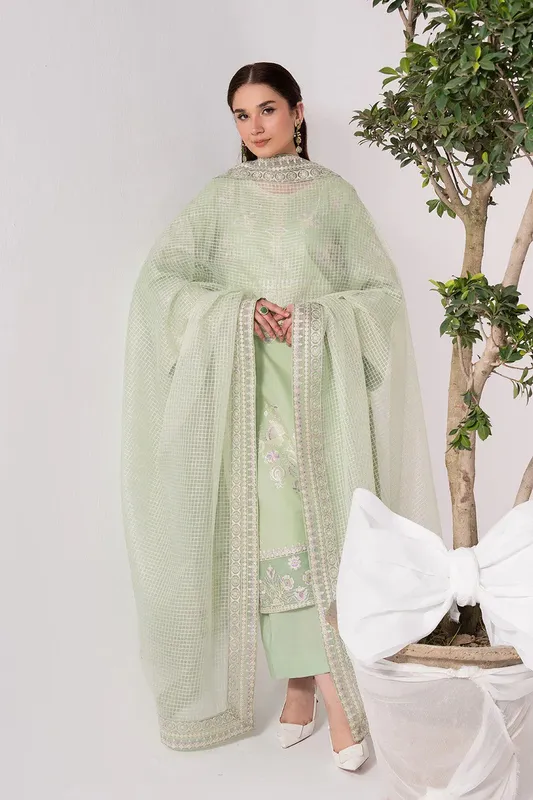 Maryum N Maria Zuhur 25 Pastel Mint Organza – view 1 – Poshaq