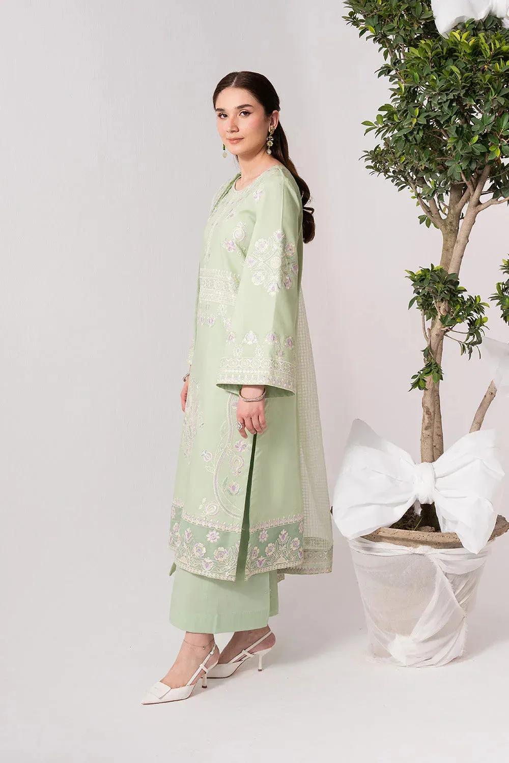 Maryum N Maria Zuhur 25 Pastel Mint Organza – view 2 – Poshaq