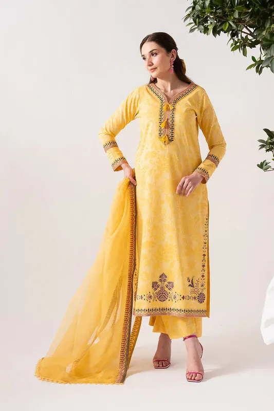 Maryum N Maria Zuhur 25 Pale Yellow Organza – view 1 – Poshaq