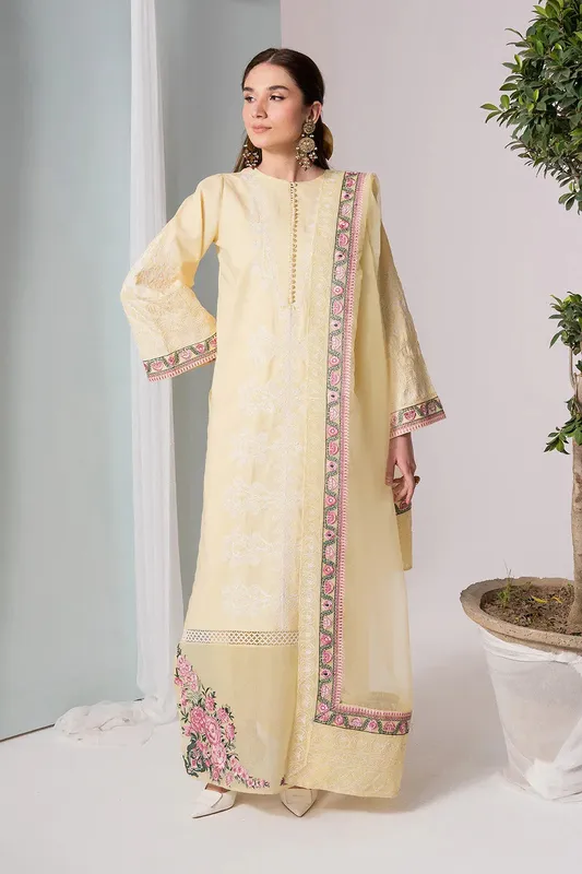 Maryum N Maria Zuhur 25 Pastel Yellow Organza – view 1 – Poshaq