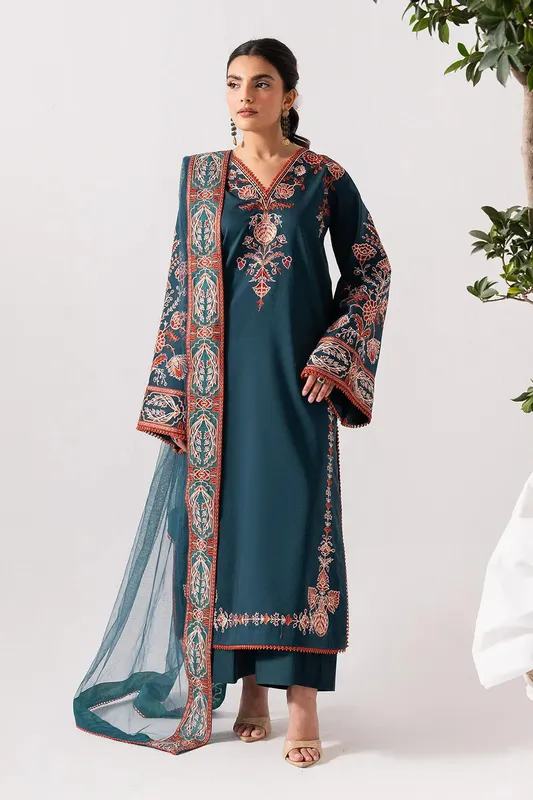 Maryum N Maria Zuhur 25 Teal Green Cotton – view 1 – Poshaq