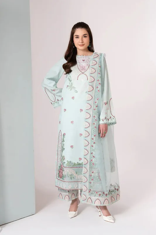 Maryum N Maria Zuhur 25 Sky Blue Organza – view 1 – Poshaq
