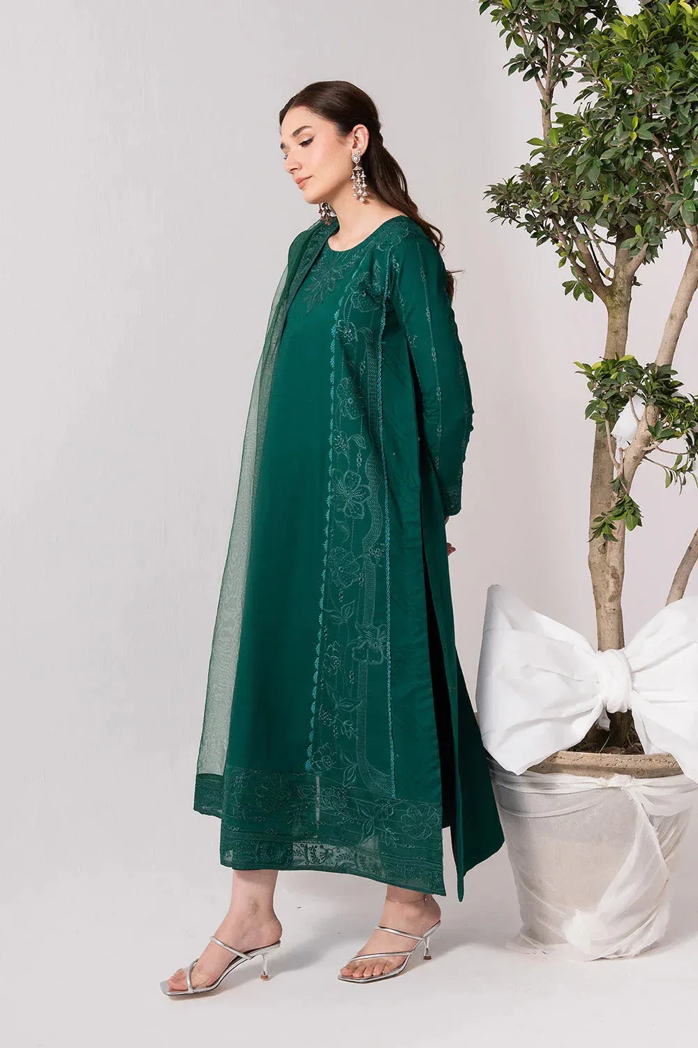 Maryum N Maria Zuhur 25 Teal Green Organza – view 3 – Poshaq