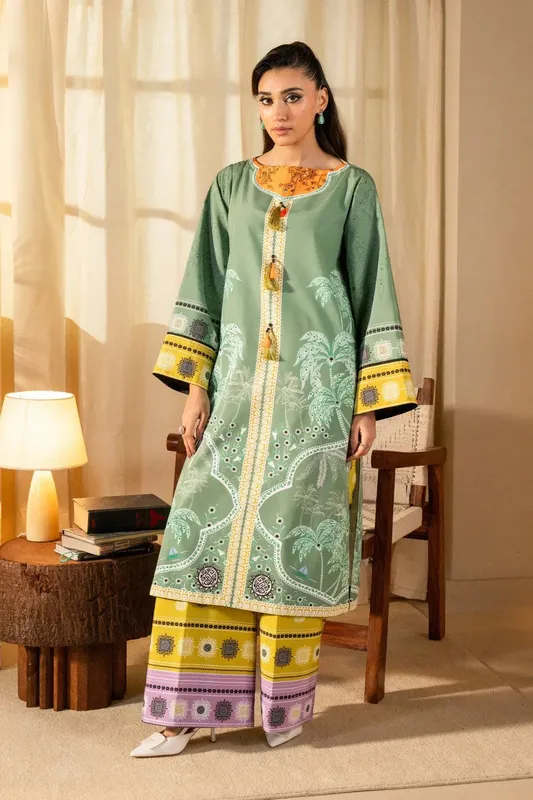 Maryum N Maria Aurora Collection Sage Green Crepe – view 1 – Poshaq
