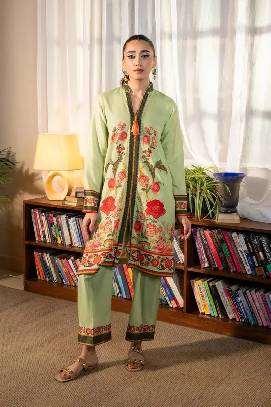 Maryum N Maria Aurora Collection Mint Green Crepe – view 1 – Poshaq