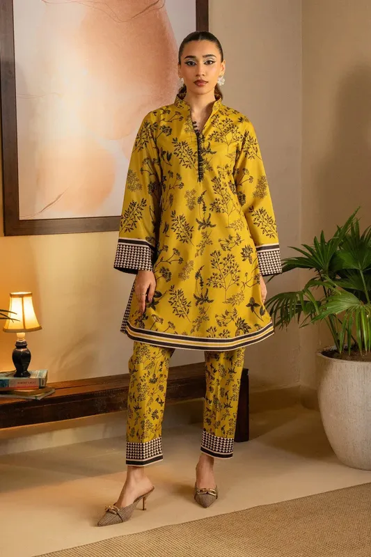 Maryum N Maria Aurora Collection Mist Yellow Crepe – view 1 – Poshaq