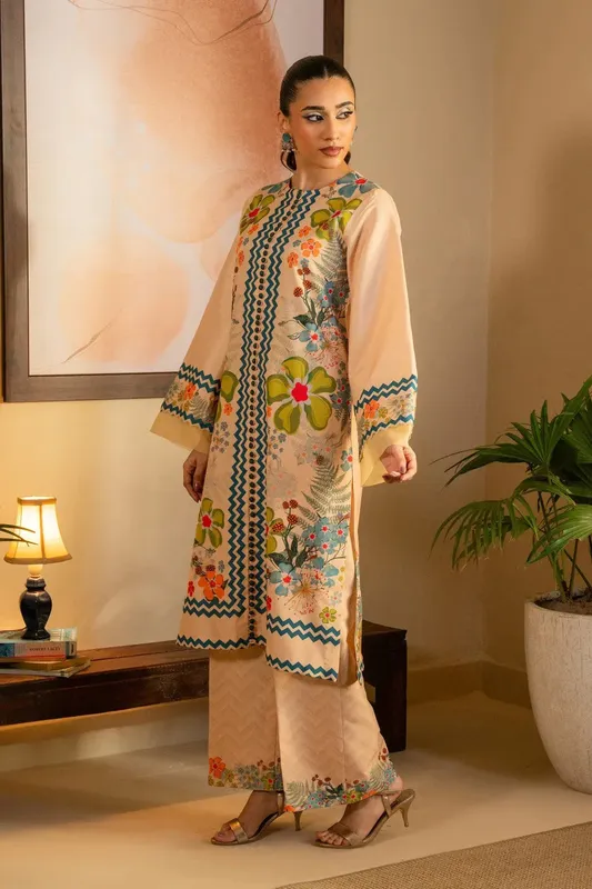 Maryum N Maria Aurora Collection Pale Peach Crepe – view 1 – Poshaq
