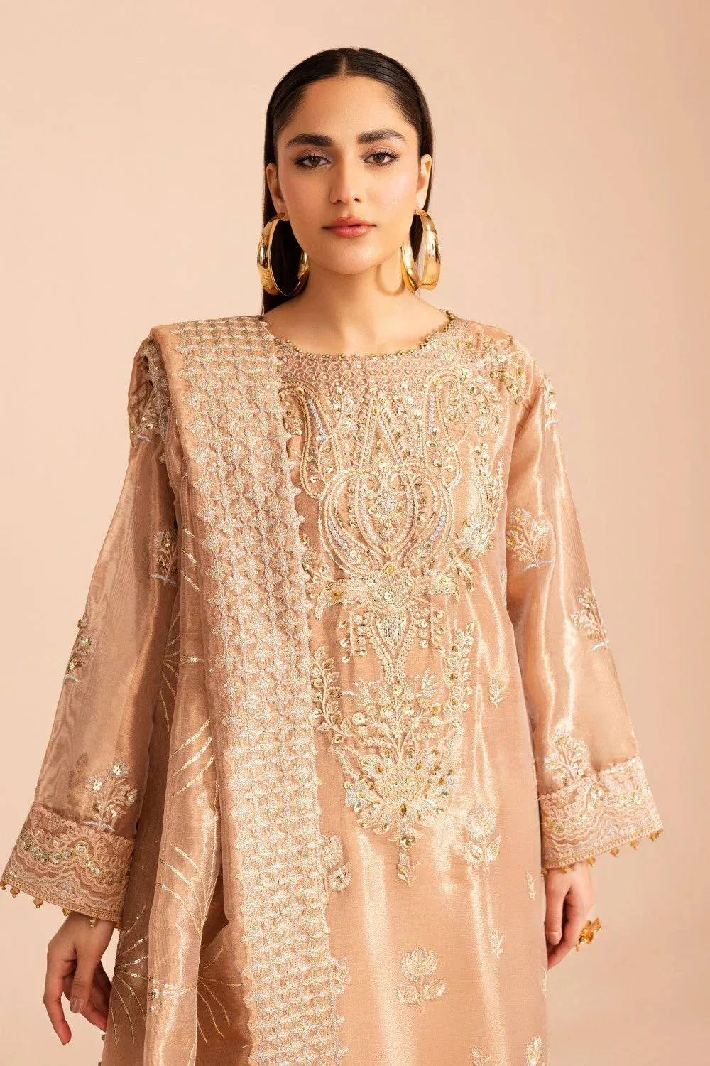 Maryum N Maria Zircon Formals Peach Pink Organza – view 3 – Poshaq