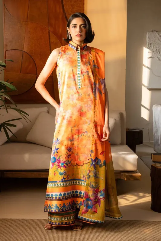 Maryum N Maria Nazm Collection Orange Silk – view 1 – Poshaq