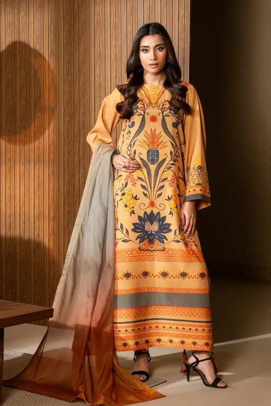 Maryum N Maria Nazm Collection Pale Peach Silk – view 1 – Poshaq