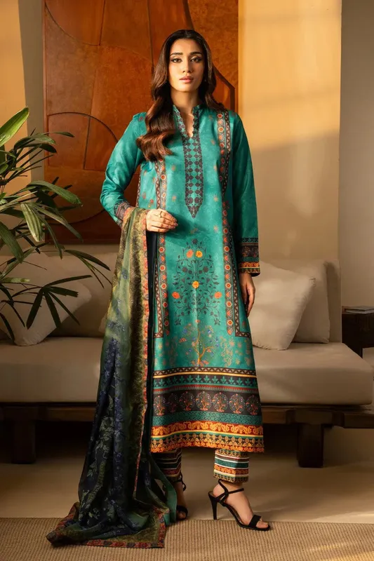 Maryum N Maria Nazm Collection Green Blue Silk – view 1 – Poshaq