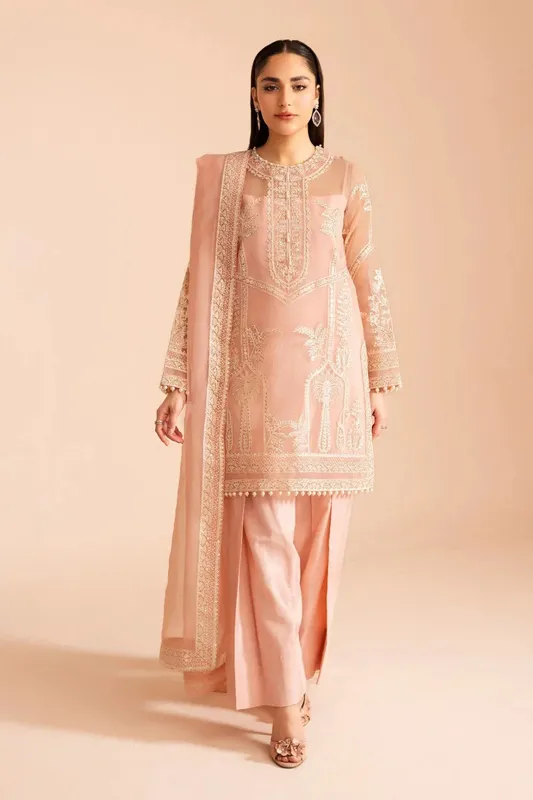Maryum N Maria Iris Formals Peach Pink Organza – view 1 – Poshaq