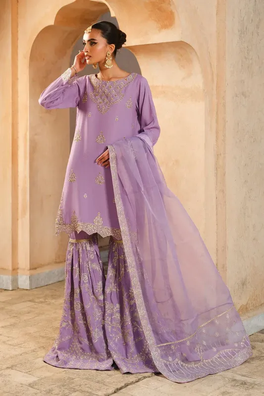 Maryum N Maria Musk Formals Purple Gray Organza – view 1 – Poshaq