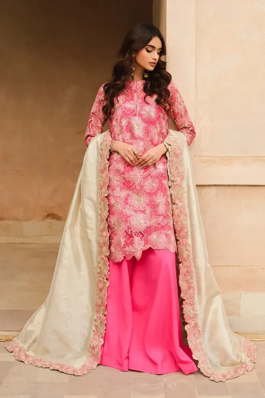Maryum N Maria Musk Formals Candy Pink Organza – view 1 – Poshaq