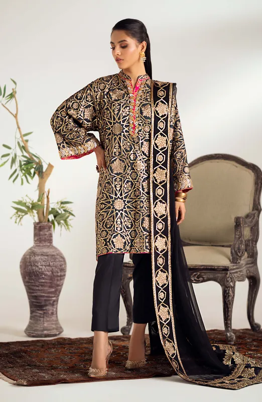 Maryum N Maria Dastan Formals Black Chiffon – view 1 – Poshaq