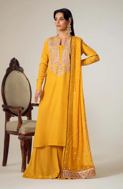 Maryum N Maria Dastan Formals Mustard Chiffon – view 1 – Poshaq