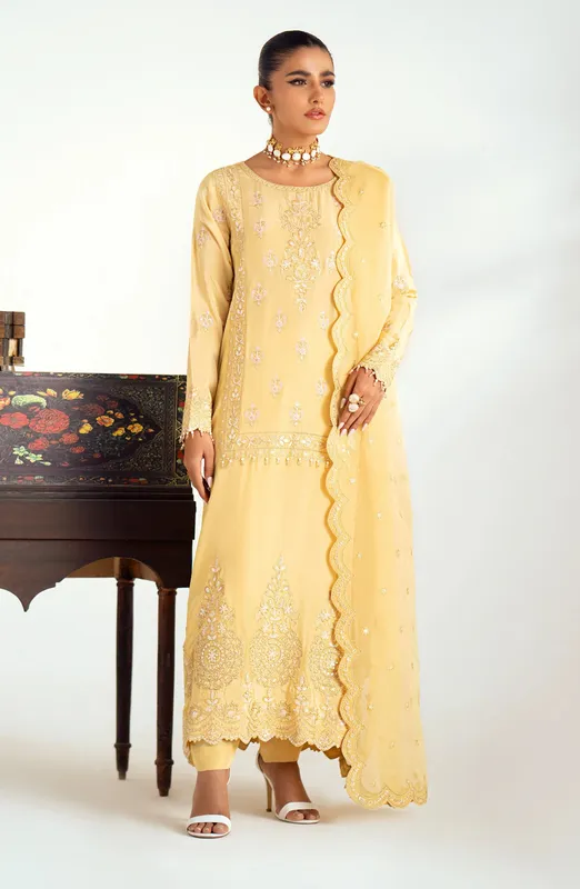 Maryum N Maria Dastan Formals Pale Yellow Organza – view 1 – Poshaq