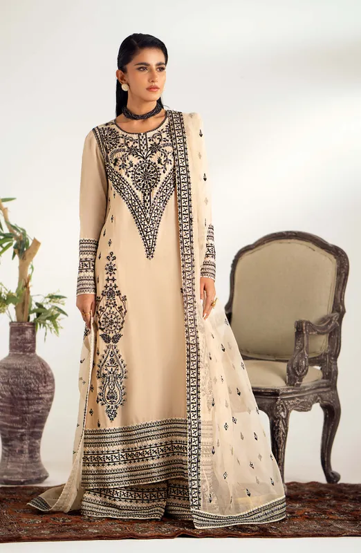 Maryum N Maria Dastan Formals Beige Viscose – view 1 – Poshaq