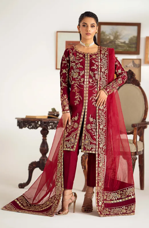 Maryum N Maria Dastan Formals Fuchsia Organza – view 1 – Poshaq