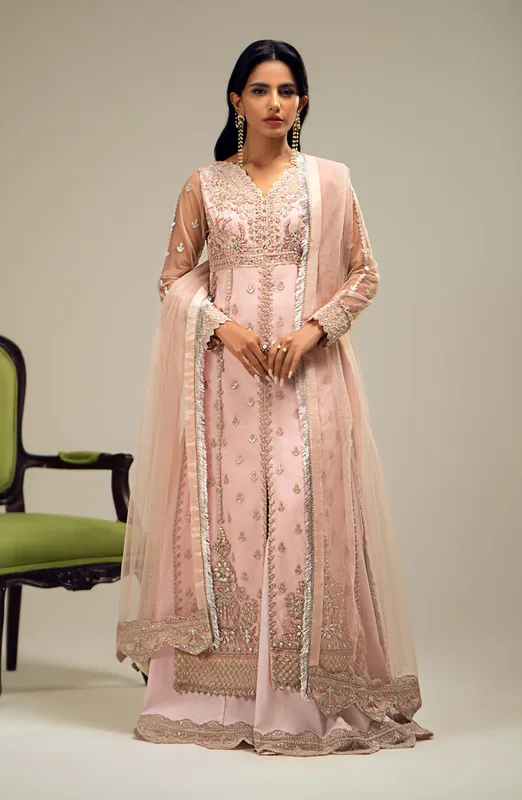 Maryum N Maria Dastan Formals Peach Pink Grip – view 1 – Poshaq