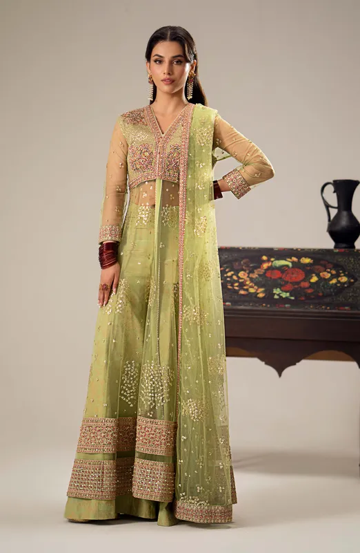 Maryum N Maria Dastan Formals Olive Green Grip – view 1 – Poshaq
