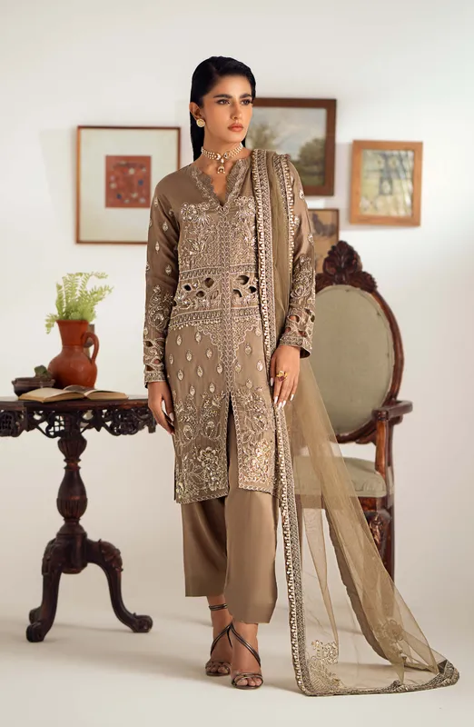 Maryum N Maria Dastan Formals Sand Viscose – view 1 – Poshaq