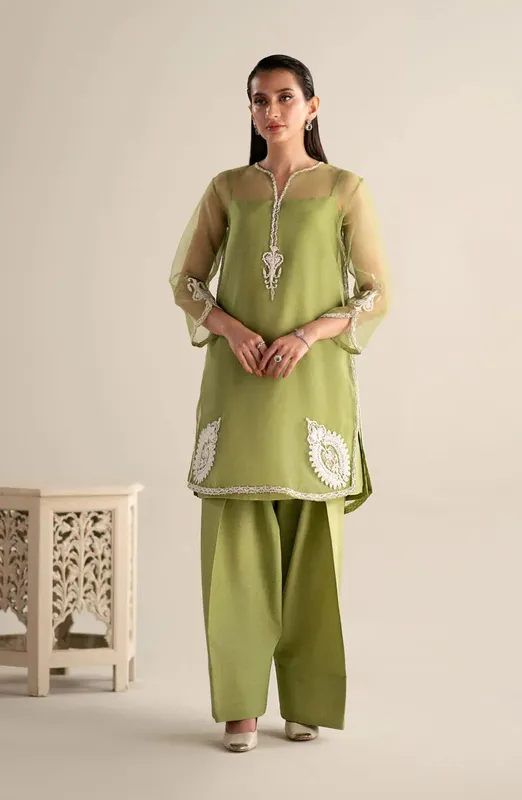 Maryum N Maria Lagom Ready to Wear Forest Green Organza – view 1 – Poshaq