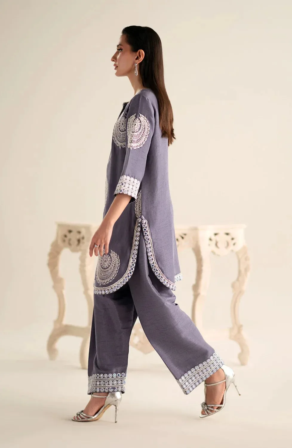 Maryum N Maria Lagom Ready to Wear Light Gray Viscose – view 4 – Poshaq