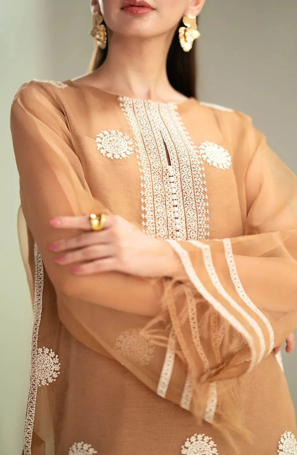 Maryum N Maria Lagom Ready to Wear Coffee Organza – view 3 – Poshaq