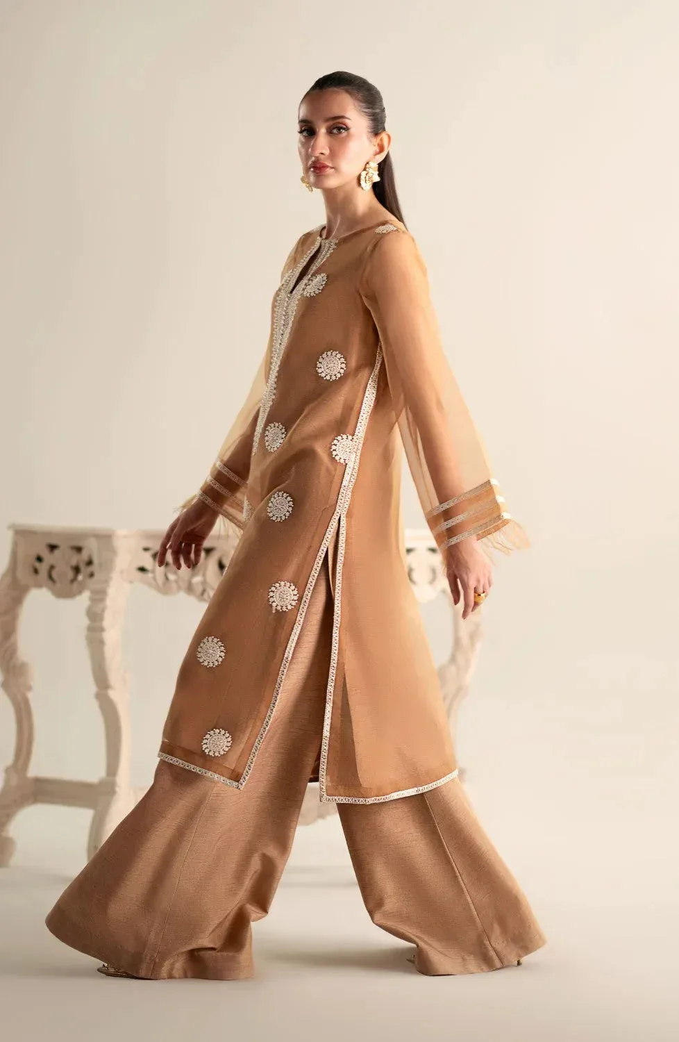 Maryum N Maria Lagom Ready to Wear Coffee Organza – view 4 – Poshaq