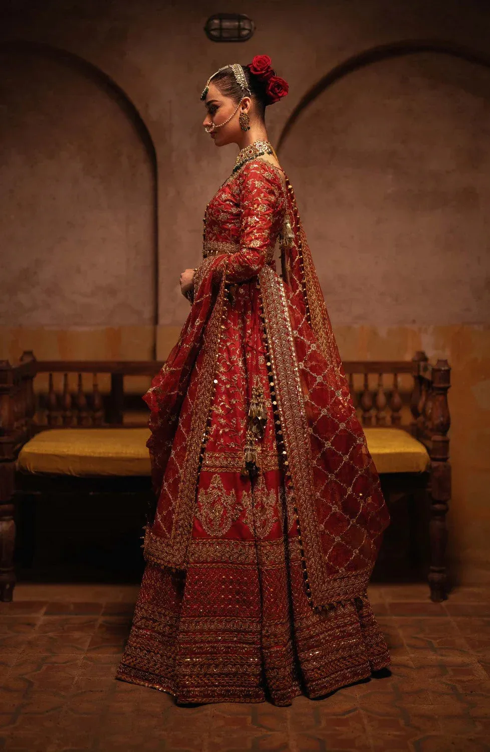 Maryum N Maria Gul Posh Wedding Formals Red Grip – view 4 – Poshaq