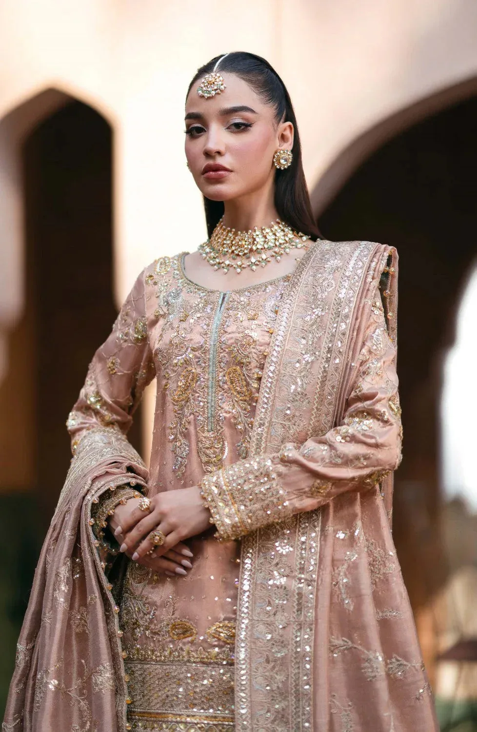 Maryum N Maria Gul Posh Wedding Formals Rose gold Tissue – view 3 – Poshaq