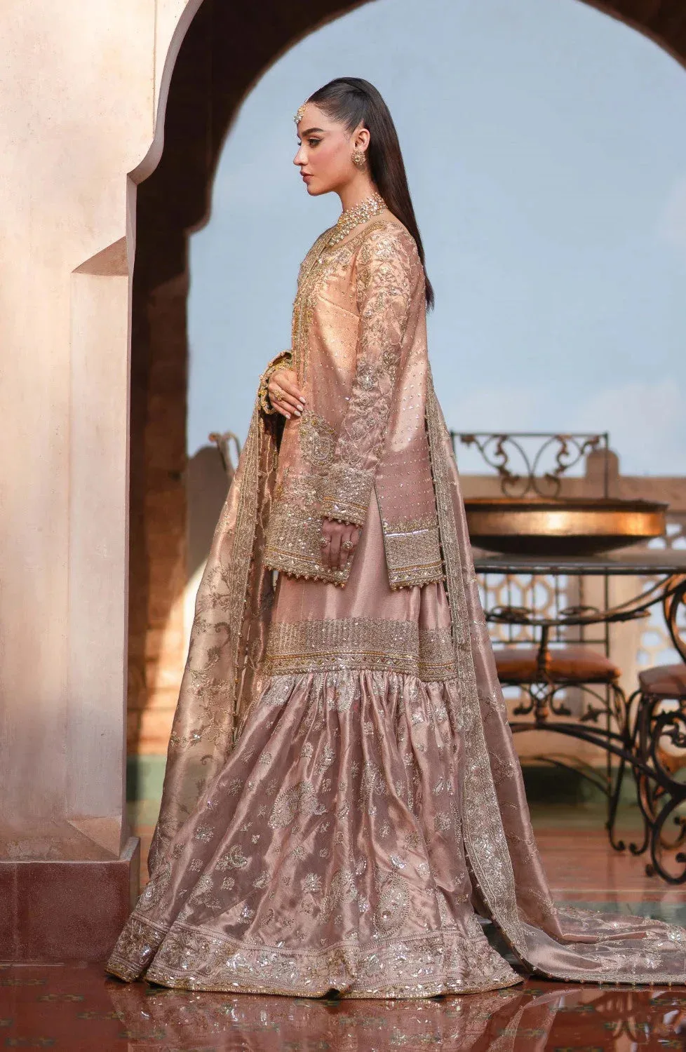 Maryum N Maria Gul Posh Wedding Formals Rose gold Tissue – view 4 – Poshaq