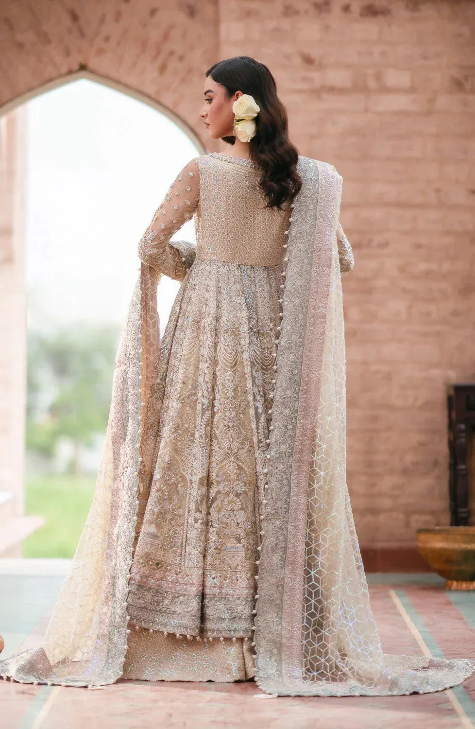 Maryum N Maria Gul Posh Wedding Formals Beige Net – view 2 – Poshaq